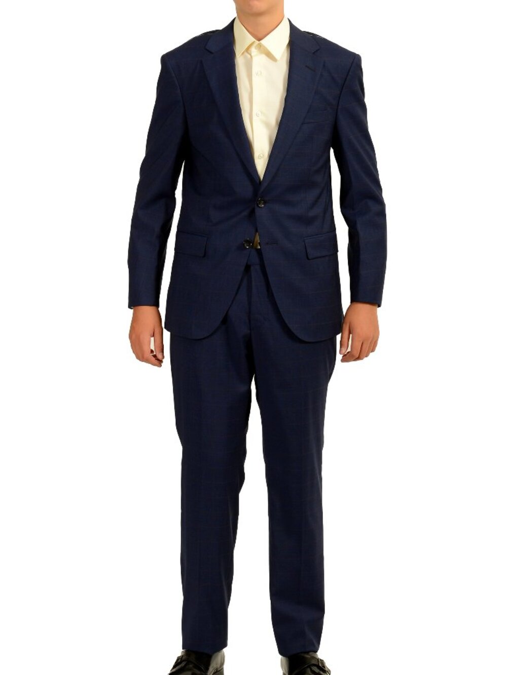 Hugo Boss Men's "T-Harvers4/Glover3" Slim Fit Plaid 100%Wool Suit US 36S IT 46S